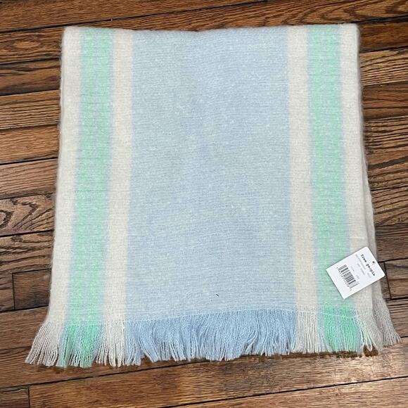 NWT Free People Brushed Racer Stripe Blanket Scarf in Sky Combo - Picture 5 of 5
